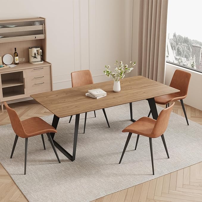 ZckyCine 51"-67" Expandable Mid-Century Modern Dining Table Wood Extendable Table for 4-6 People Space Saving Kitchen & Small Apartment Furniture Only Table (Walnut)