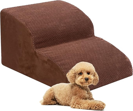 Dog Stairs for Small Dogs, High Density Foam Dog Ramp, Extra Wide Non-Slip Pet Steps for High Beds Or Couch, Soft Foam Doggie Ladder for Dogs Injured, Older Pets, Small Cats