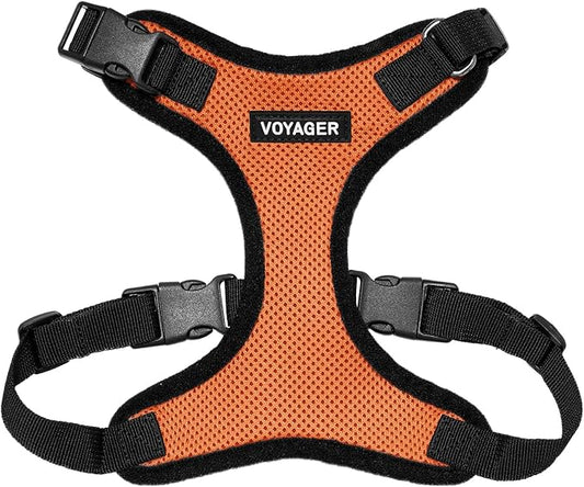 Voyager Step-in Pet Harness - All Weather Mesh, Adjustable Step in Harness for Cats and Dogs by Best Pet Supplies - Orange/Black Trim, XL