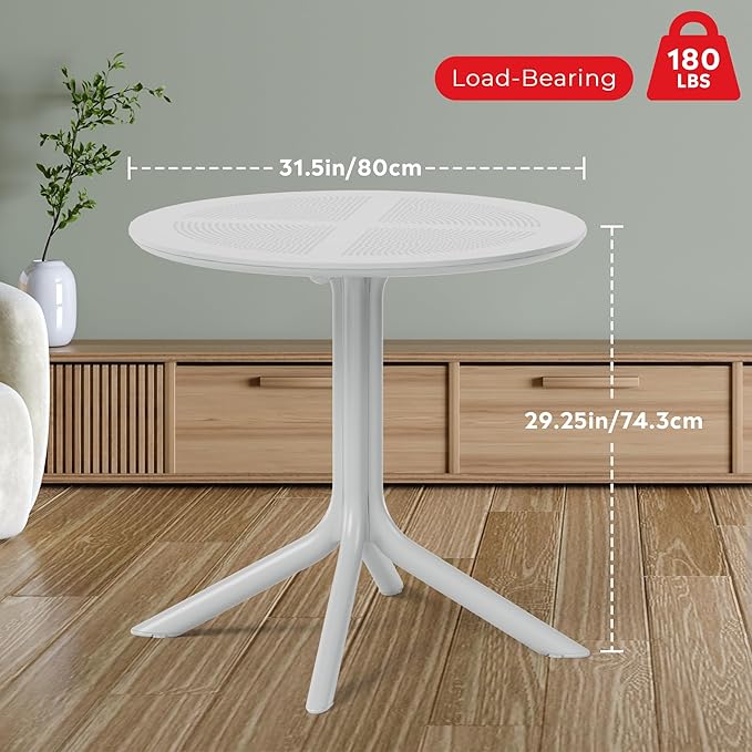 Costaelm Sunshine 31.5" Round Plastic Outdoor Patio Dining Table for 4, Gray