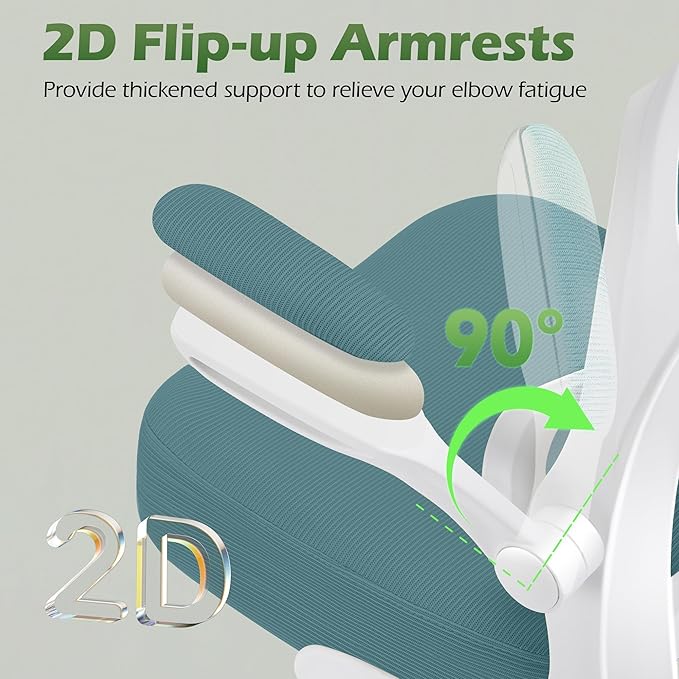 Office Chair Ergonomic Desk Chairs with Adjustable Lumbar Support& Headrest Hanger, High Back Breathable Mesh Chair with Wheels, Rolling Swivel Comfy Task Computer Chair for Home Work Gaming