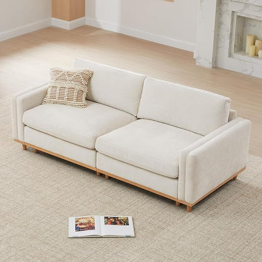 CHITA Super Large Luxury Loveseat Sectional Modular Sofa, Down Filled Modern Sofa, Deep Seat Comfty Cloud Couch, 83 inch Width, 2 Seat Couch, Solid Wood Leg, Linen