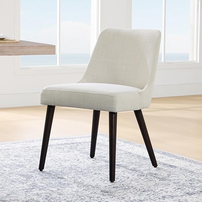 CHITA Mid-Century Modern Dining Chair, Upholstered Fabric Accent Chairs, Set of 2,Performance Fabric in Linen