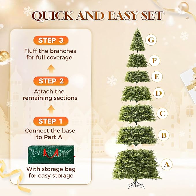 HOLLO STAR 12 ft Prelit Christmas Tree with 1800 LED Lights, App Control, Aspen Artificial Christmas Tree, Multi-Color RGBW Lights, 8334 PE & PVC Branch Tips, for Villa, Mall, Party