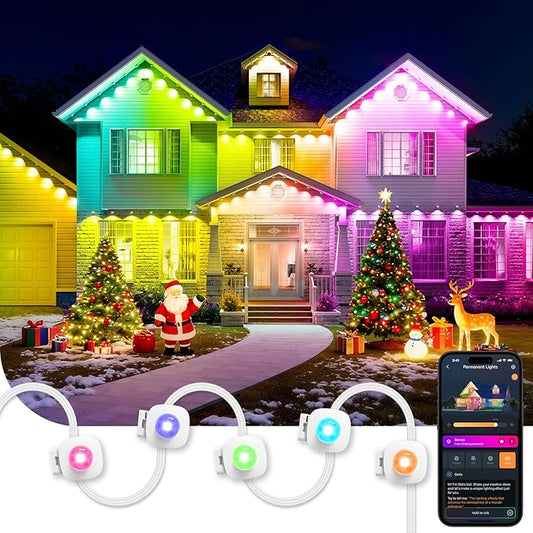 Linkind Permanent Outdoor Lights HP5,Smart AI RGBTW 100ft Christmas Lights Outdoor, 85 Scenes Modes for Daily Holiday Christmas Decorations,IP67 Waterproof, Works with Alexa,Google Assistant
