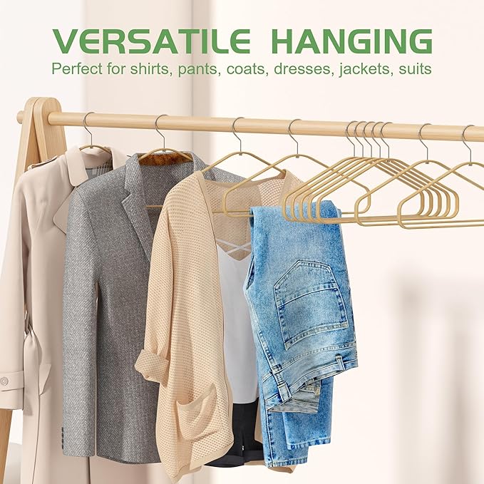 Bamboo Hangers - 30 Pack, Slim & Durable Suit Hangers with 360-Degree Rotatable Hook, for Clothes, Jacket, Shirt, Tank Top, Pant (Natural)