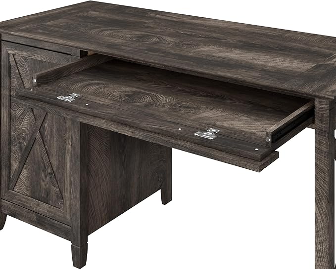 Bush Furniture Key West Computer Desk with Storage | Farmhouse PC Table for Home Office in Dark Gray Hickory | 54W x 24D