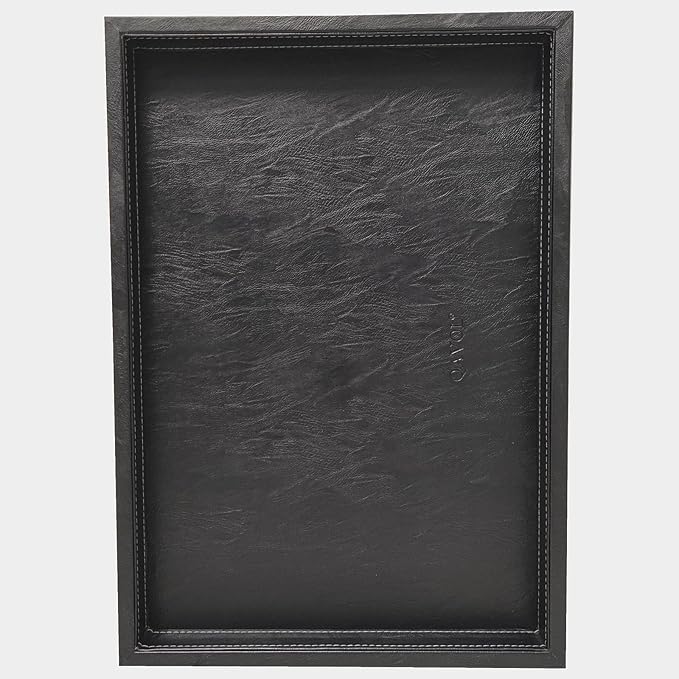 20 * 14 inches High-End Light Luxury Leather Rectangle Oversized Service Tray for Ottoman Tray, Coffee, Food, Family Dinner, Picnic, Party Essentials (Black, 20 * 14 inch)