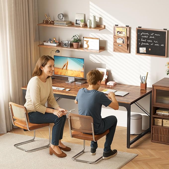 PRAISUN 63 X 29.5 Inch Computer Desk with Deeper Desktop, Gaming Office Writing Work Desk for Home Office, Study, Bedroom, Work from Home, Metal Frame, Rustic Brown