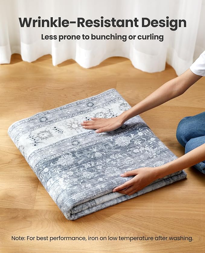 AMADA HOMEFURNISHING 2x3 Washable Area Rug, Low-Profile Entryway Rug with Non-Slip Backing & Durable Edge Binding, Vintage Rug Pattern, Small Rugs for Entryway, Kitchen & Living Room