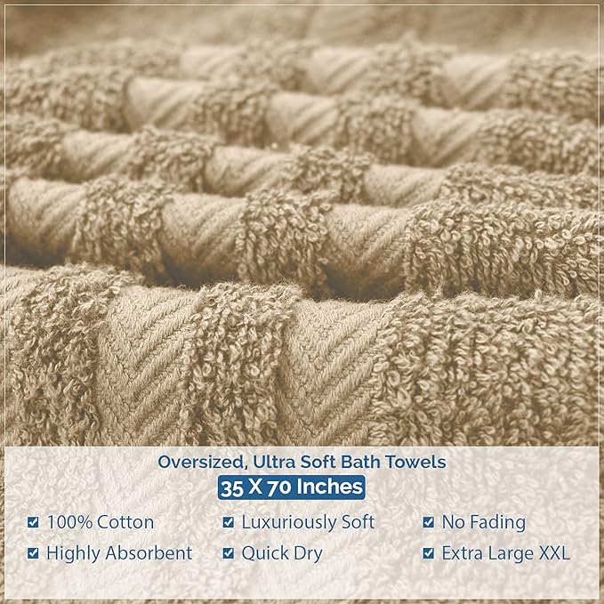 DAN RIVER 2 Pack Luxury Bath Sheets 35x70, 600 GSM, Soft & Quick Dry 100% Ring Spun Cotton Towels Ideal for Hotels, Spas, Gyms & Salons Extra Large, Tan