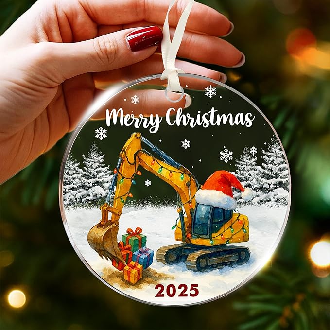 Excavator Ornament - Unique Christmas Tree Decoration for Construction Enthusiasts, Perfect Digger Ornaments for Kids, Creative Backhoe Ornaments for Christmas, Ideal Gift for Holiday Season