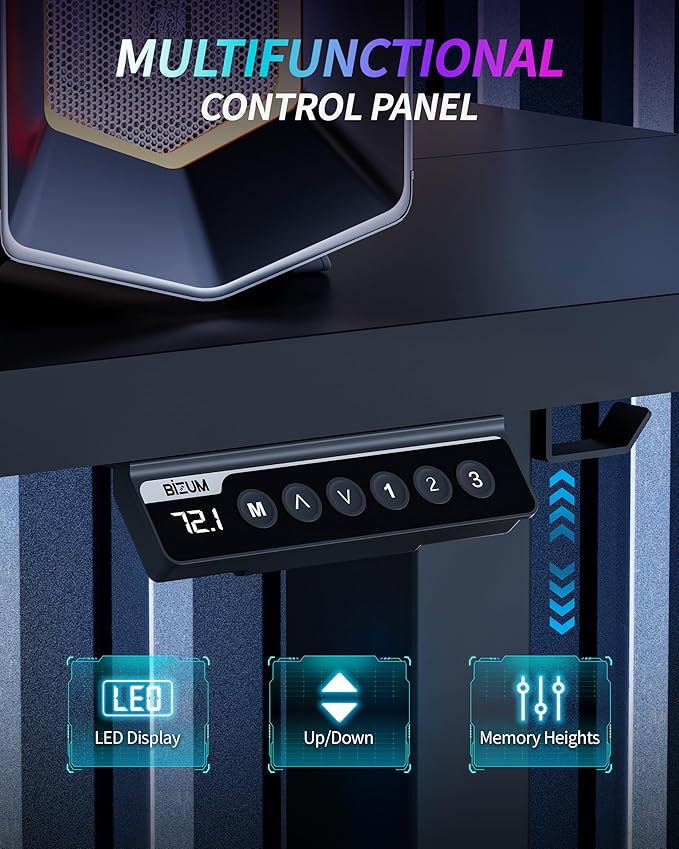 BIZUM Standing Desk Electric Adjustable Computer Desk-Stand up Desk Office Gaming Home Office Memory Desks 48x24 inches Black