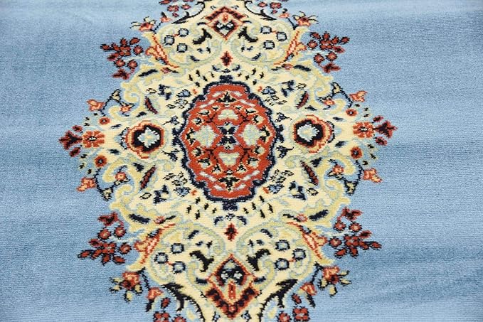 Unique Loom Reza Collection Traditional Persian Style Area Rug, Rectangular 5' 1" x 8' 0", Light Blue/Ivory