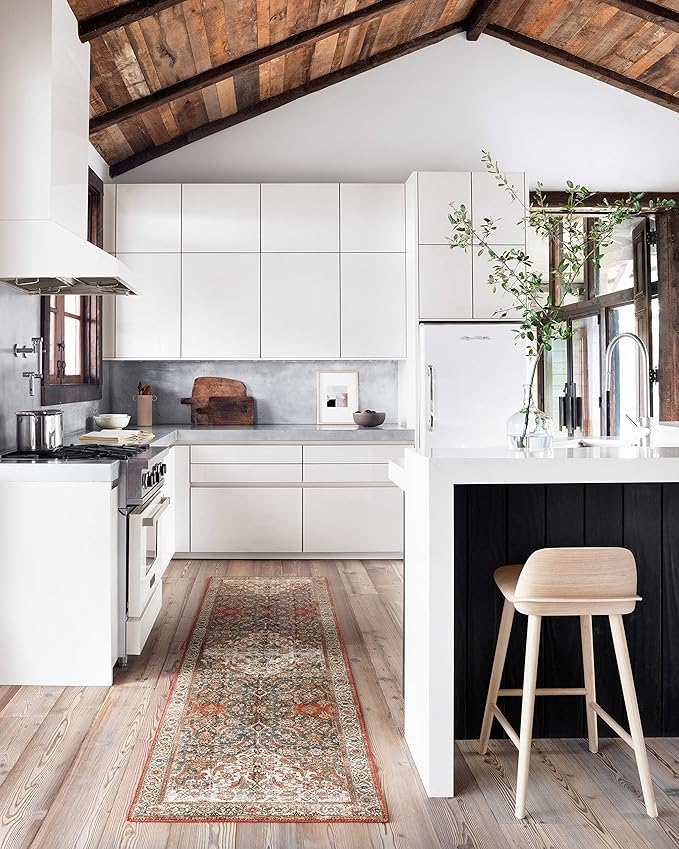 Loloi Layla Collection LAY-05 Ocean/Multi 2'-6" x 7'-6" .13" Thick Runner Rug, Soft, Durable, Vintage Inspired, Distressed, Low Pile, Non-Shedding, Easy Clean, Printed, Living Room Rug