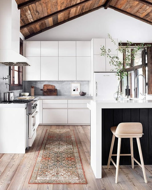 Loloi Layla Collection LAY-05 Ocean/Multi 2'-6" x 7'-6" .13" Thick Runner Rug, Soft, Durable, Vintage Inspired, Distressed, Low Pile, Non-Shedding, Easy Clean, Printed, Living Room Rug