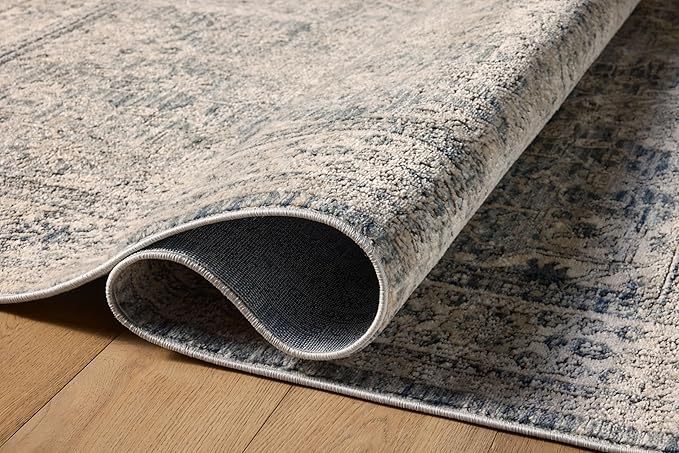 Loloi Teagan Collection TEA-04 Sky/Natural 9'-9" x 13'-6" Area Rug, Large, Soft Neutral Rug, High-Traffic for Living Room, Bedroom, Home Office, Dining Area