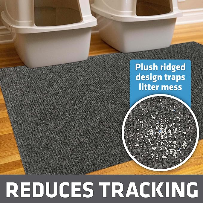 Drymate Jumbo XXL Cat Litter Trapping Mat, Traps Mess from Box, Waterproof Urine-Proof, Machine Washable, Ultra Soft on Paws & Absorbent, Kitten Supplies (USA Made, Recycled Content)(30x45)(Dark Grey)