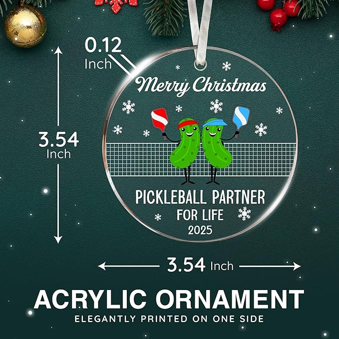 Pickleball Ornament - Perfect Pickleball Gifts Ideas for Christmas 2025, Unique Stocking Stuffers, Funny Christmas Ornaments for Women, Ideal Pickleball Ornaments Gifts, Funny Pickleballs Gift