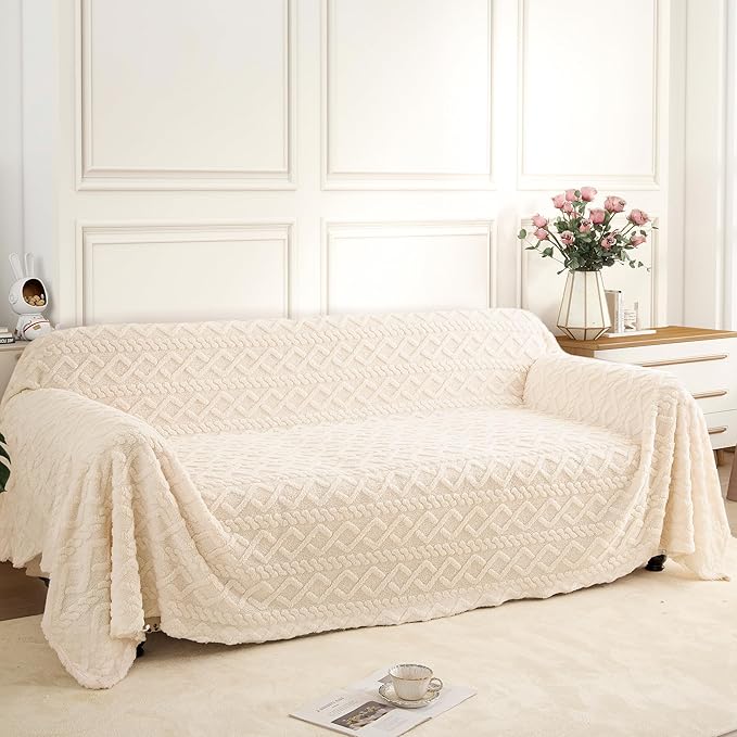 Couch Cover for 2-3 Cushion Couch Sofa Pet Friendly, Cute Sectional L Shaped Sofa Cover Washable for Dogs Cats Kids, Leather Furniture Protector Slipcover Decor for Living Room, 71"x118"