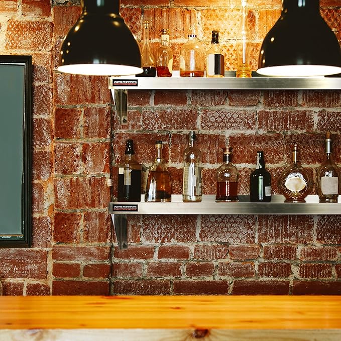 DuraSteel Stainless Steel Wall Shelf - 24" Wide x 12" Deep Commercial Grade - NSF Certified - Industrial Appliance Equipment (Restaurant, Bar, Home, Kitchen, Laundry, Garage and Utility Room)