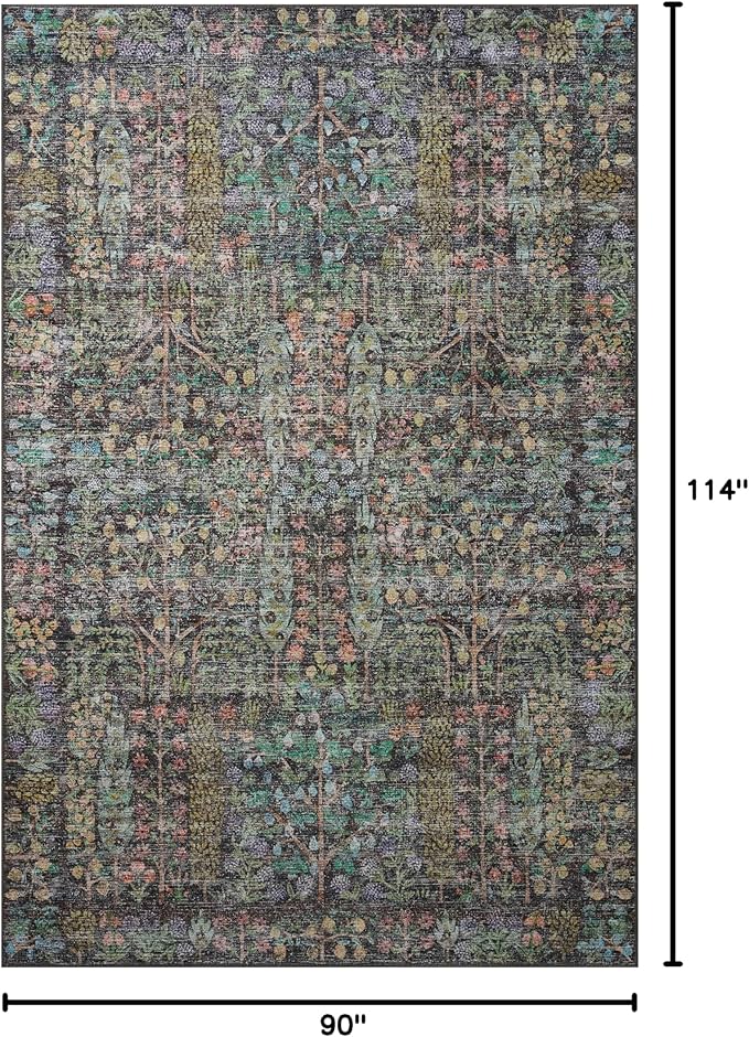 Loloi Rifle Paper Co. Maison Collection MAO-07 Charcoal 7'-6" x 9'-6", .19" Pile Height, Area Rug