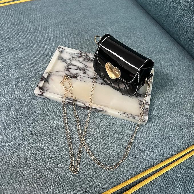 Natural Marble Vanity Tray, 9.8"x5.9" Genuine Calacatta Viola Marble Tray for Bathroom/Kitchen/Dresser