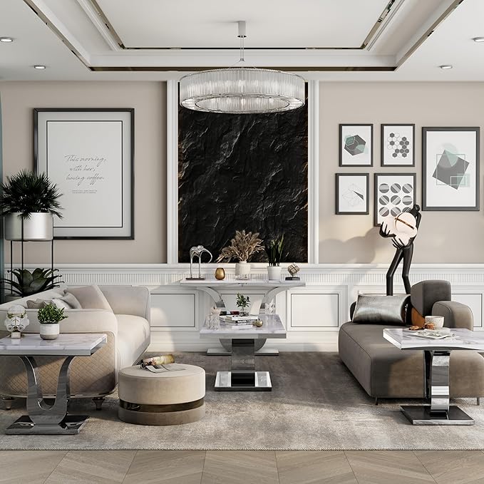 Silver Console Table, White and Silver Living Room Sofa Table, 50" Modern Console Table for Entryway, Living Room, Office, Foyer, Front Hall, Hallway