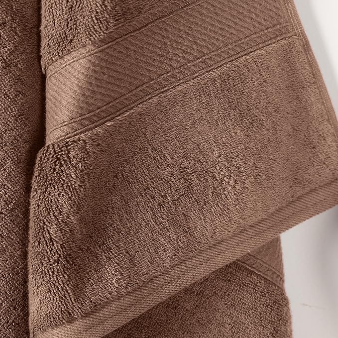 Superior Egyptian Cotton Pile Bath Towel Set of 2, Ultra Soft Luxury Towels, Thick Plush Essentials, Absorbent Heavyweight, Guest Bath, Hotel, Spa, Home Bathroom, Shower Basics, Chocolate