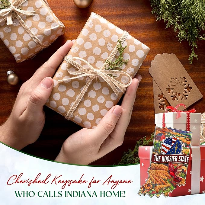 FLAGWIX Christmas Indiana Gifts for Women Men - Suncatcher Christmas Ornaments 2025 with Corn Field and Tulip - Indiana Hoosiers Gifts for Friend Family, State Cardinal Xmas Ornaments for Tree