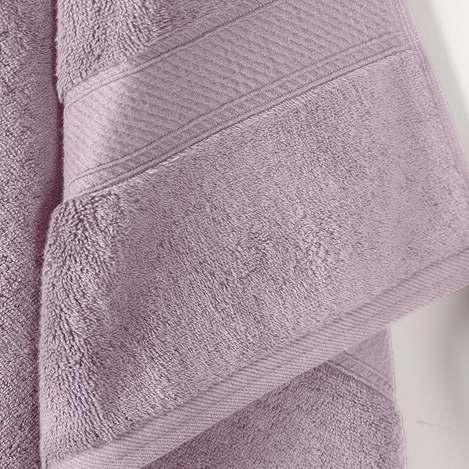 Superior Egyptian Cotton Pile Bath Towel Set of 2, Ultra Soft Luxury Towels, Thick Plush Essentials, Absorbent Heavyweight, Guest Bath, Hotel, Spa, Home Bathroom, Shower Basics, Purple