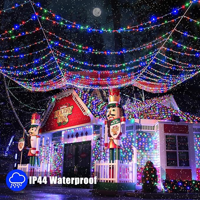 165ft Christmas Lights Outdoor Waterproof, 500 LED Chrismtas String Lights for Bedroom Clear Wire, Plug in Twinkle Fairy Light for Indoor Outdoor Home Party Garden Decorations, Multicolor