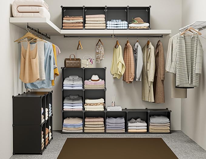 6-Cube Storage Organizer, Closet Organizer Storage Cabinet Shelf Bookcase Bookshelf with Metal Hammer, Storage Cubes Organizer Cabinet for Kids, Closet, Bedroom, Bathroom(11.8x11.8x11.8 inch)Black