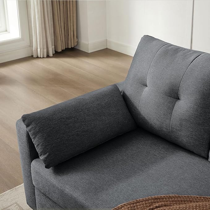 101" Convertible Sectional Sofa, Modern Linen Fabric U-Shaped Couch with 2 Storage Ottomans and Storage Pocket, 4 Seat Sofa Couches for Living Room, Apartment, Office, Darkgrey