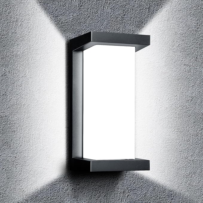 Wrasse Porch Lights Outdoor Waterproof 2000LM 20W Modern Exterior Neutral White Lighting Fixtures 6500K Black Outdoor Light Wall Mount Sconce Wired for House/Garage Front Door Outside