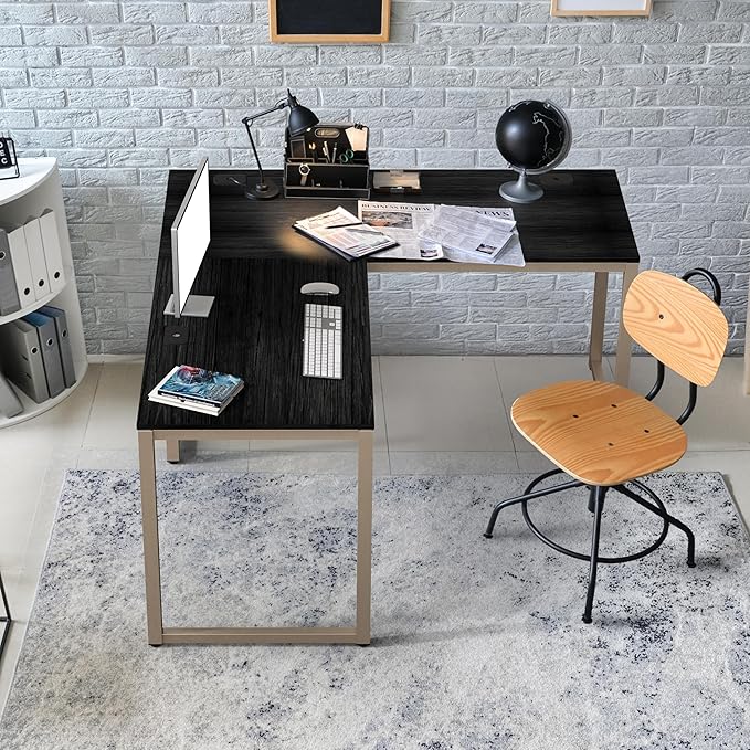 SHW 55 x 60 Inches Commercial-Grade L-Shape Corner Office Computer Desk, Espresso