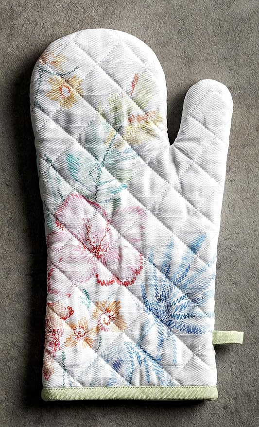 Maison d' Hermine Oven Gloves 100% Cotton Oven Mitt 7" x 13" with Loop Heat Resistant, BBQ, Cooking Gloves, Baking, Grilling, Kitchen, Handling Hot Pans Spring/Summer (Pack of 1, Paradise Island)