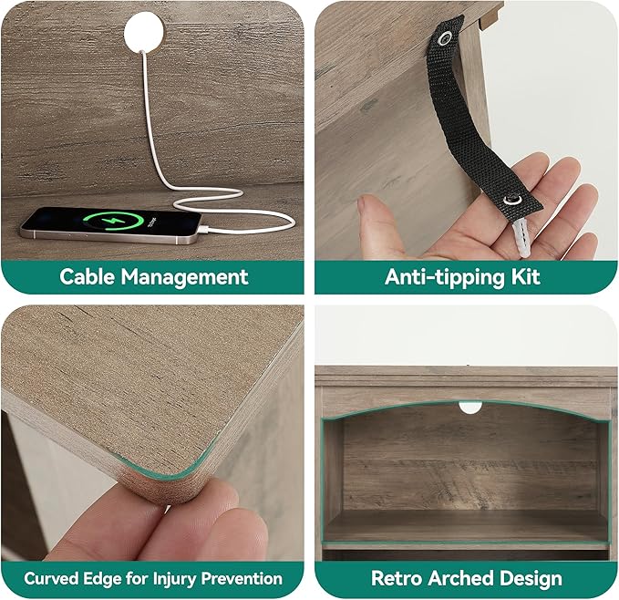 YITAHOME Farmhouse TV Stand for 75/80 Inch TV, Entertainment Center with Adjustable Shelf, Large TV Console Table for Living Room (Washed Grey)