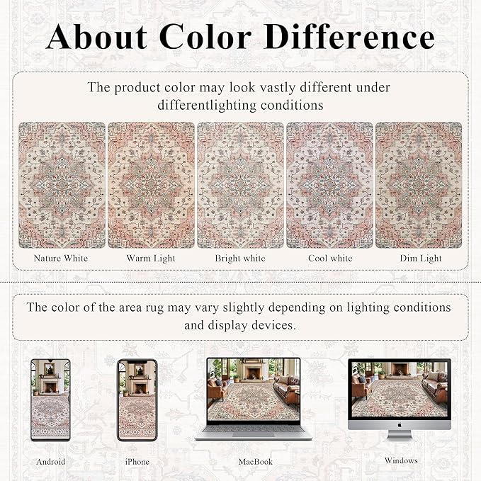 2x6 Vintage Runner Rug Low Pile Runners Non-Slip Machine Washable Rug Retro Distressed Print Lightweight Carpet for Hallway Kitchen Living Room Bedroom Laundry Room