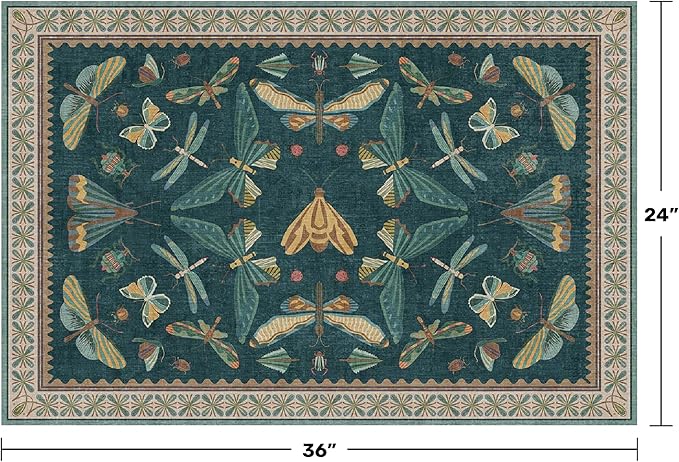 Washable Entry Rugs for Inside House - Non Slip 2x3 Small Rugs for Entryway, Kitchen, Powder Room, Stain & Fade Resistant, Teal Green