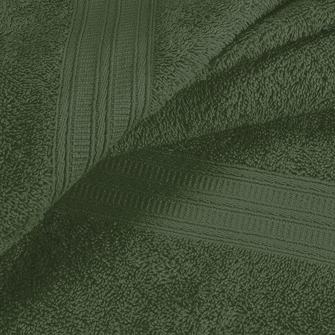 BOUTIQUO Ultra Soft 3 Pack Cotton Towel Set, Contains a Bath Towels 27x54 inch, a Hand Towels 16x24 inch & a Wash Coths 12x12 inch, Ideal Everyday use, Compact & Lightweight - Olive Green