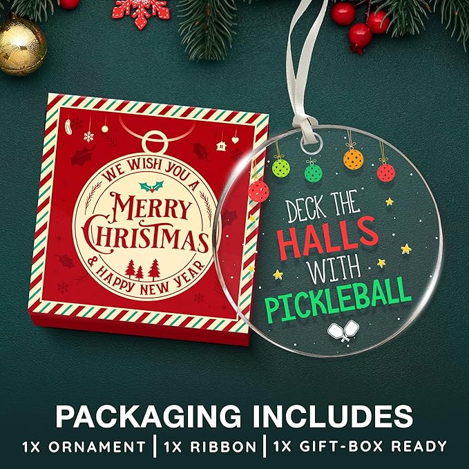 Pickleball Ornament - Perfect Pickleball Gifts Ideas for Christmas 2025, Unique Stocking Stuffers, Funny Christmas Ornaments for Women, Ideal Pickleball Ornaments Gifts, Funny Pickleballs Gift