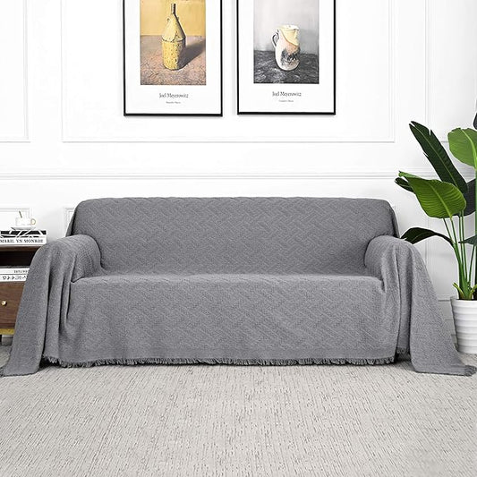 MYSKY HOME Couch Cover Sofa Covers for 3 Cushion Couch Sofa Protector Sectional Sofa Couch Cover for Pets Sofa Throws Living Room Geometrical Sofa Slipcovers for Dogs (XXX-Large, 91" x 150", Grey)