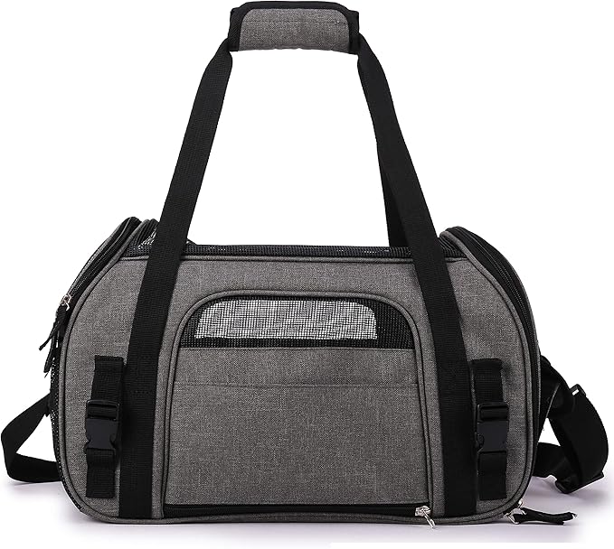 EliteField Soft Sided Pet Carrier (3 Year Warranty, Airline Approved), Multiple Sizes and Colors Available (17" L x 9" W x 12" H, Charcoal Gray)