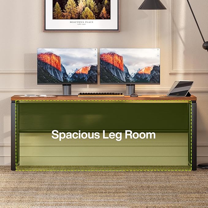 LITTLE TREE 63-Inch Office Desk with 31.5-Inch Lateral File Cabinet, Study Writing Desk Computer Desk for Home Office