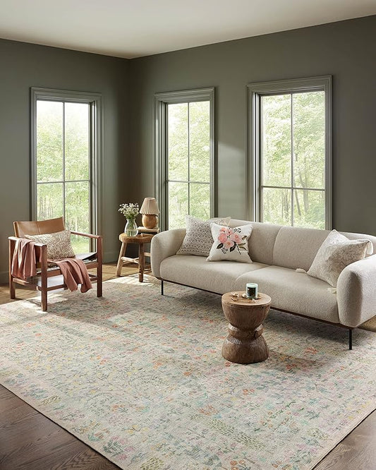 Loloi Rifle Paper Co. Maison Collection MAO-07 Khaki 5'-0" x 7'-6", .19" Pile Height, Area Rug