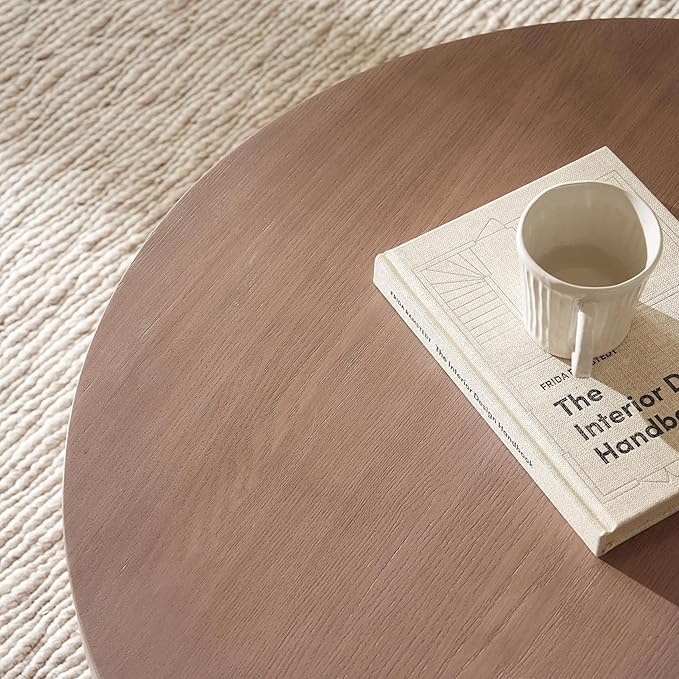 Round Coffee Table with Storage, 31.5" Modern Living Room Table, 2 Tier Circle Wood Center Tables for Apartment, Living Room, Open-Style Storage Gray Coffee Tables, 31.5"*15.7" (Gray)