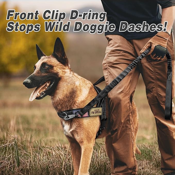Forestpaw No Pull Dog Harness with Flannel Lining, Reflective Escape Proof Vest for Large Dogs, Quick Release Comfortable for Walking Training (Includes Patches),Black XL