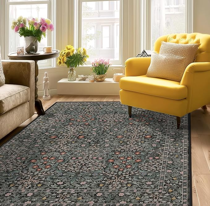 Bedroom Rug 5x8 Area Rugs Washable Green Rugs for Living Room