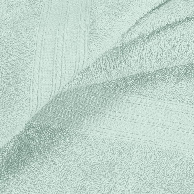 BOUTIQUO Ultra Soft 3 Pack Cotton Towel Set, Contains a Bath Towels 27x54 inch, a Hand Towels 16x24 inch & a Wash Coths 12x12 inch, Ideal Everyday use, Compact & Lightweight - Sea Green